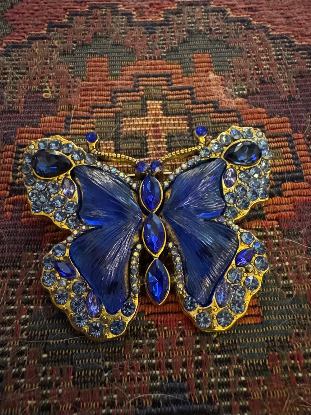 Aratta Silent Journey Blue Crystal Butterfly Brooch Nwot